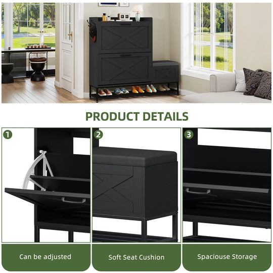 Shoe Storage Cabinet with Drawers Entryway Shoe Storage