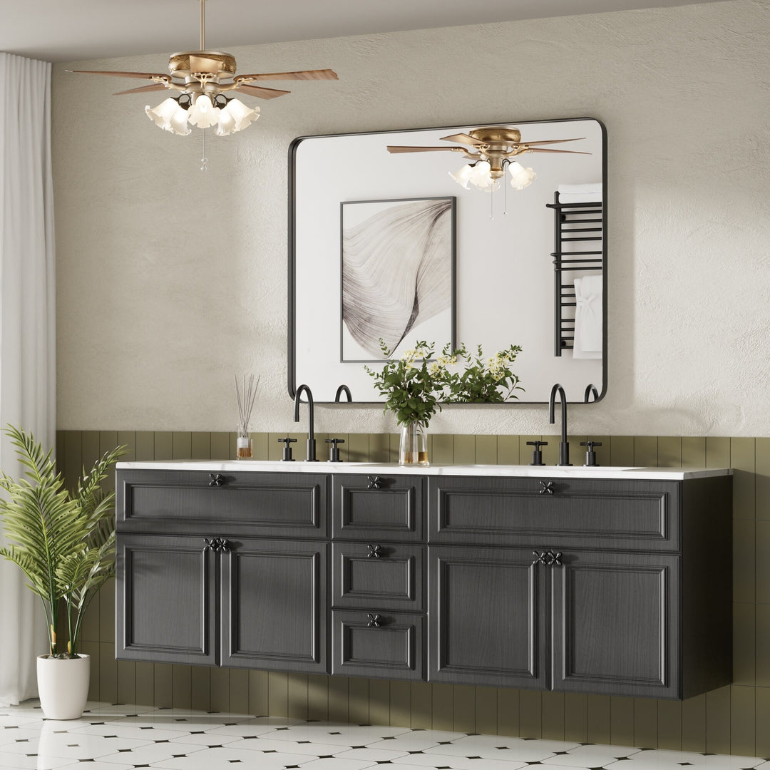 Modern Rounded Rectangle Metal Frame Wall Mirror