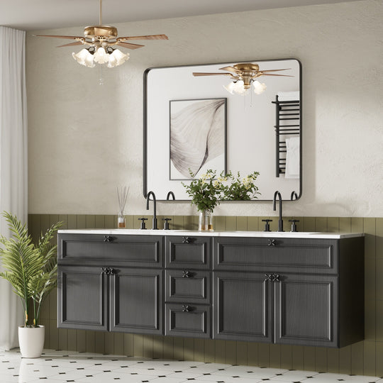 Modern Rounded Rectangle Metal Frame Wall Mirror