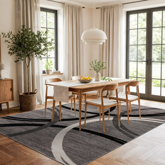 Contemporary Abstract Circles Design Area Rug