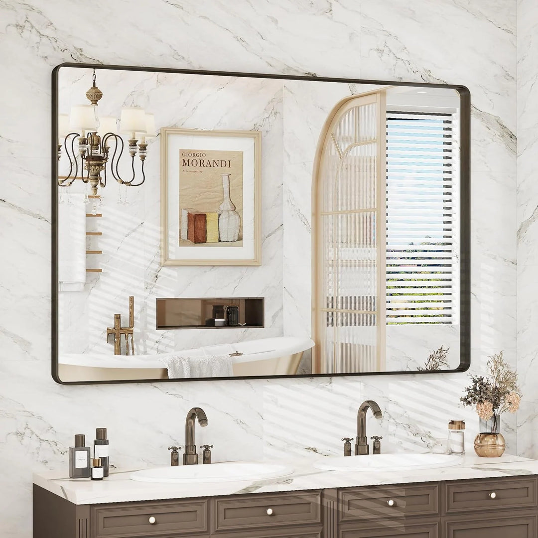 Aluminum Alloy Framed Tempered Glass Wall Decor Vanity Bathroom Mirror
