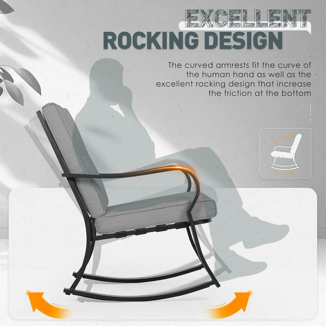 3 Piece Outdoor Conversation Set Patio Bistro Set Rocking Chairs with Coffee Table