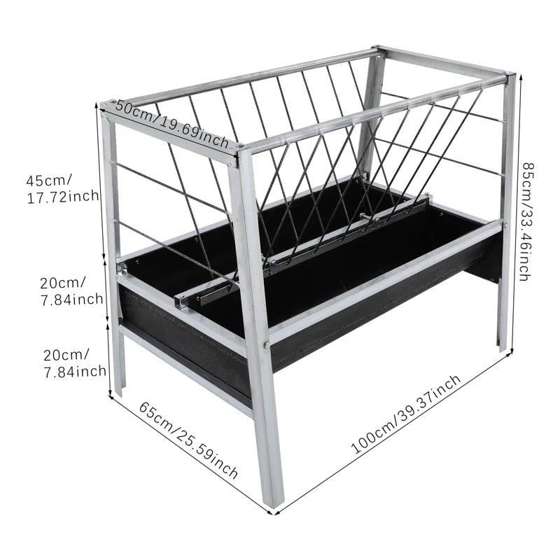 Large Capacity Livestock Feed Trough 2-In-1 Grain& Hay Feeder for Goats Sheep
