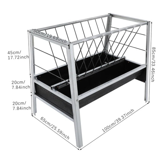 Large Capacity Livestock Feed Trough 2-In-1 Grain& Hay Feeder for Goats Sheep