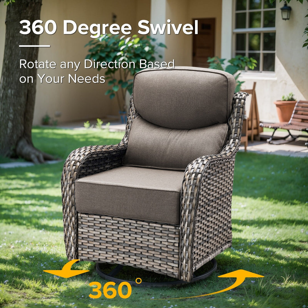 7-Piece Patio Furniture Set with Swivel Glider Chairs, 6-Inch Ultra-Plush Cushions & Water-Resistant Olefin Fabric