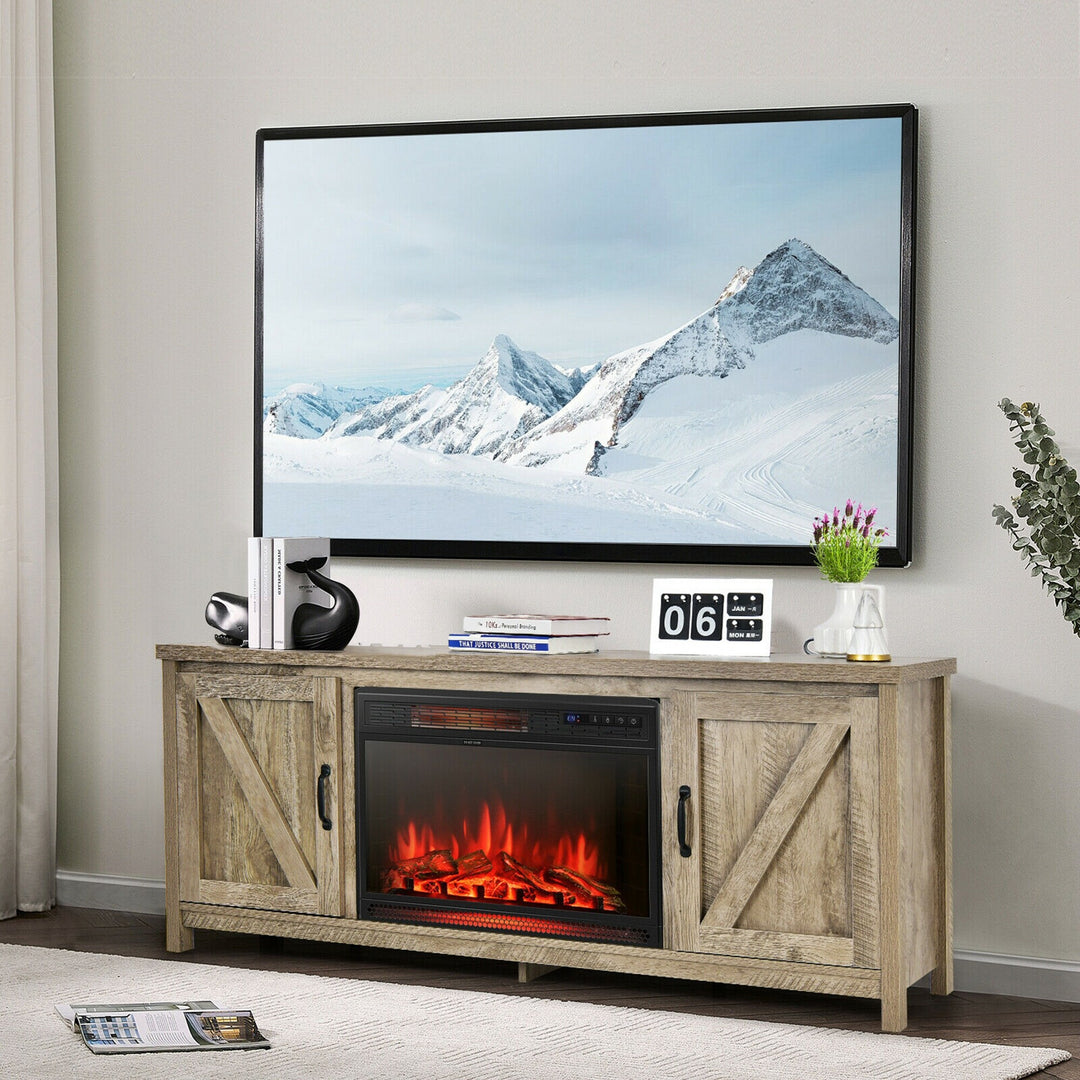 59'' Fireplace TV Stand W/ 25'' 1350W Electric Fireplace Heater
