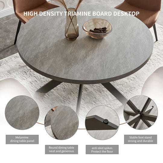 Garrell 46‘’ round Dining Table, Mid-Century round Kitchen Table for 4 Person, Modern Leisure Coffee Table