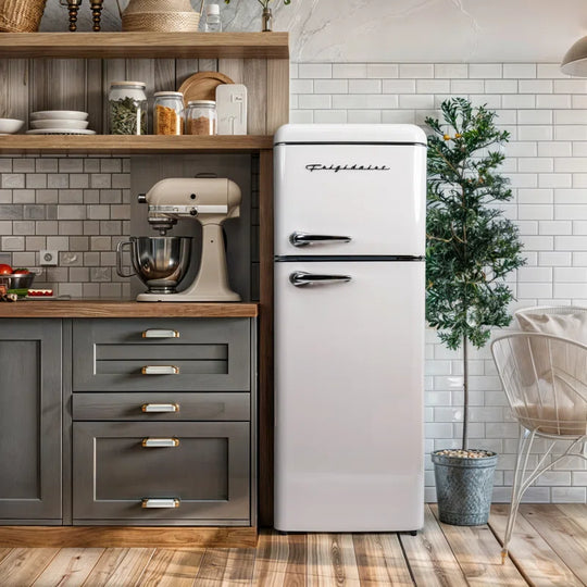 7.5 Cu. Ft. Capacity Retro Fridge Freezer Combo, Upright Fridge Freezer Combo, Apartment Size