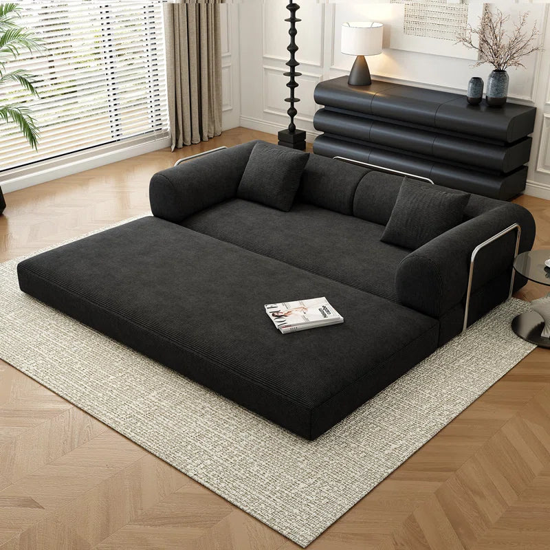 78.8" Modular Sofa Bed - 4-In-1 Convertible Design with Corduroy Fabric and High Density Sponge, Removable Cover and Fixed Frame
