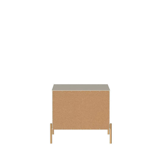 Jasper Nightstand with Steel Gold Legs in White Gloss