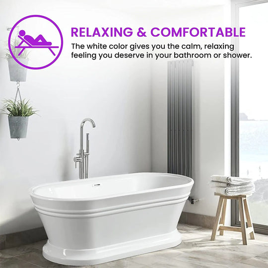 59" Freestanding Acrylic Soaking Bathtub with Overflow & Pop-Up Drain