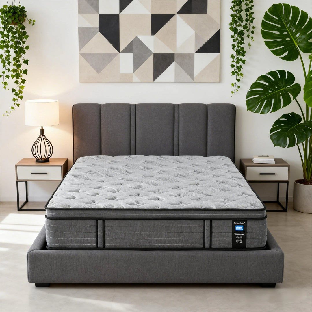 Luxury 14" Cooling-Gel Hybrid Mattress, Euro Top, Certipur-Us Certified, Medium Firm for Back Pain, Motion Isolation, in a Box