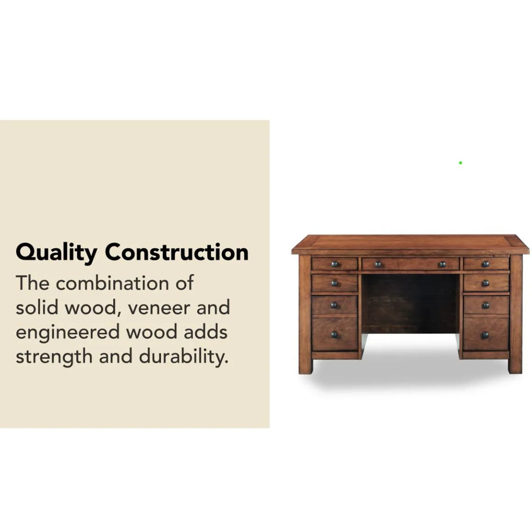Tahoe Aged Maple 54" W Executive Pedestal Desk by Homestyles