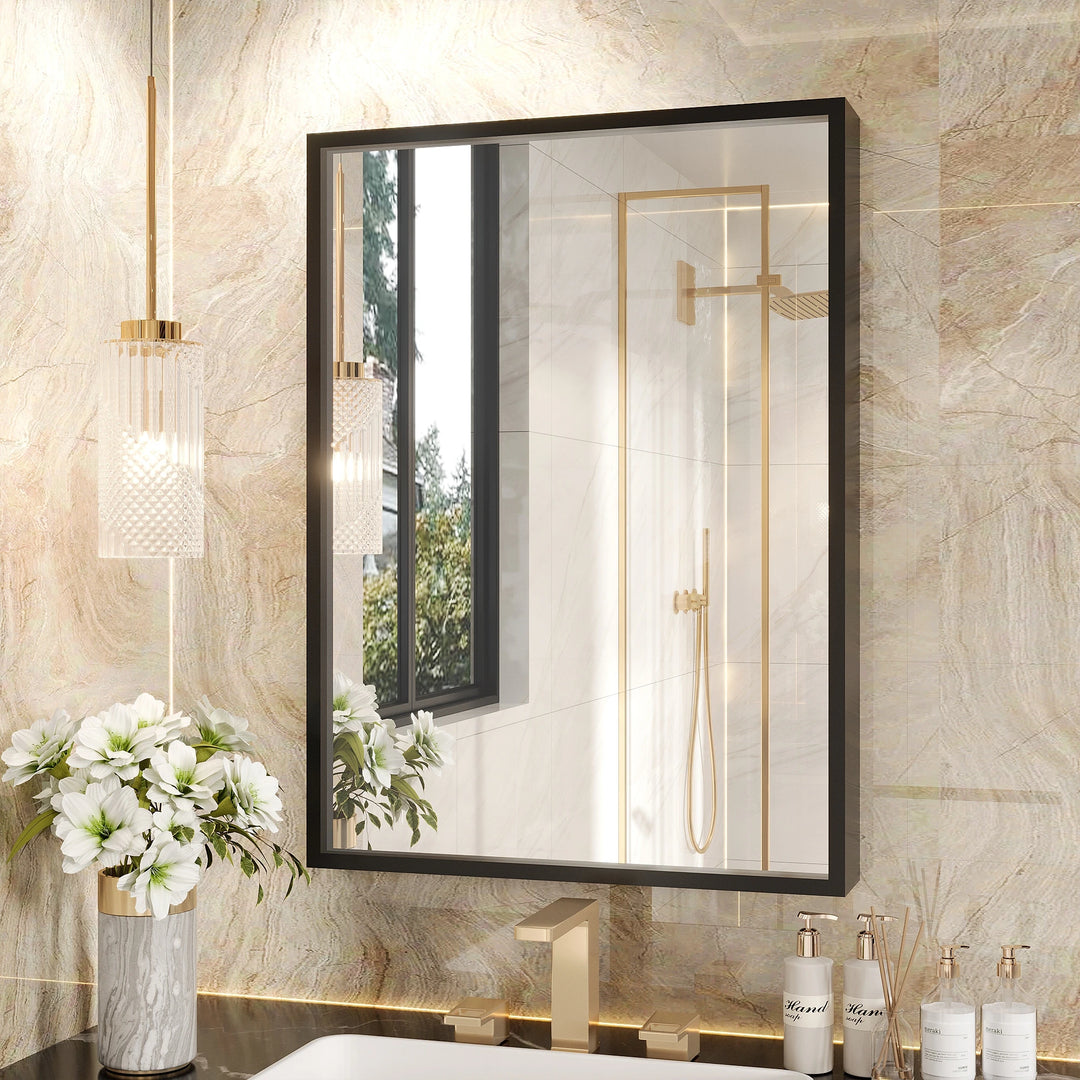 Modern Metal Framed French Cleat Mounted Wall Bathroom Vanity Mirror