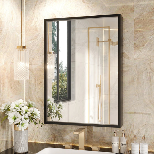 Modern Metal Framed French Cleat Mounted Wall Bathroom Vanity Mirror