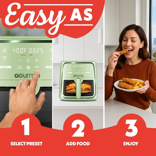 8 Quart Digital Air Fryer with 8 Presets, Window & Interior Light, Fryforce 360° Technology, Dishwasher-Safe Basket, White