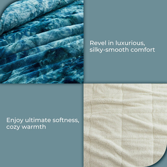 3 Piece Winter Reversible Comforter Set Faux Shearling Ultra Soft Minky Plush and Fuzzy Fleece Microfiber