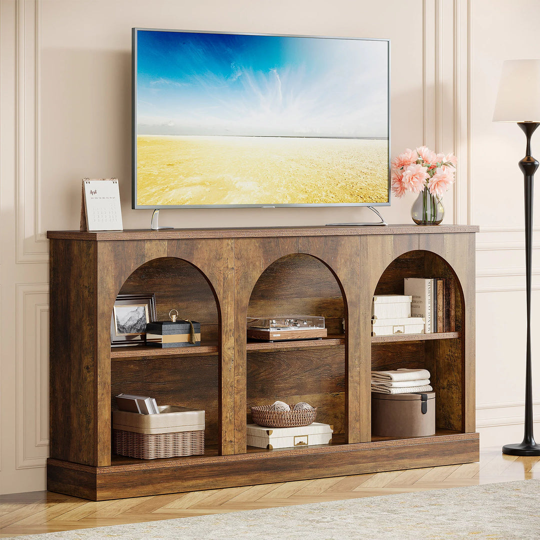 Farmhouse TV Stand for Tvs up to 65 Inches, Farmhouse Entertainment Center with Storage
