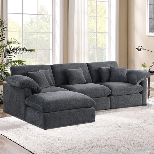 Modern 117" L Shape Sectional Sofa Cloud Couch with Removable Ottoman