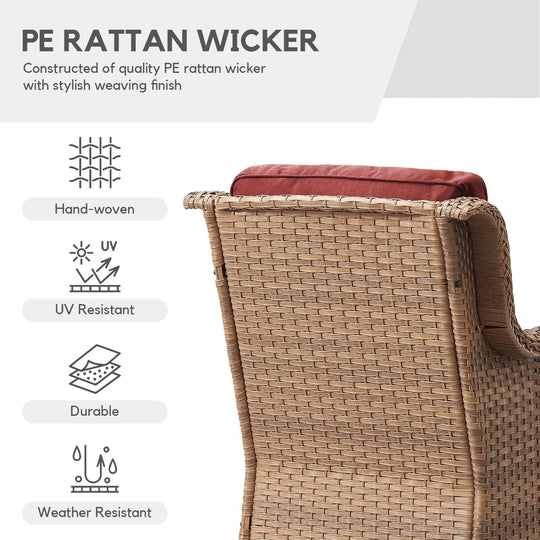 Outdoor Wicker High Back Club Chair with Cushions (Set of 2)