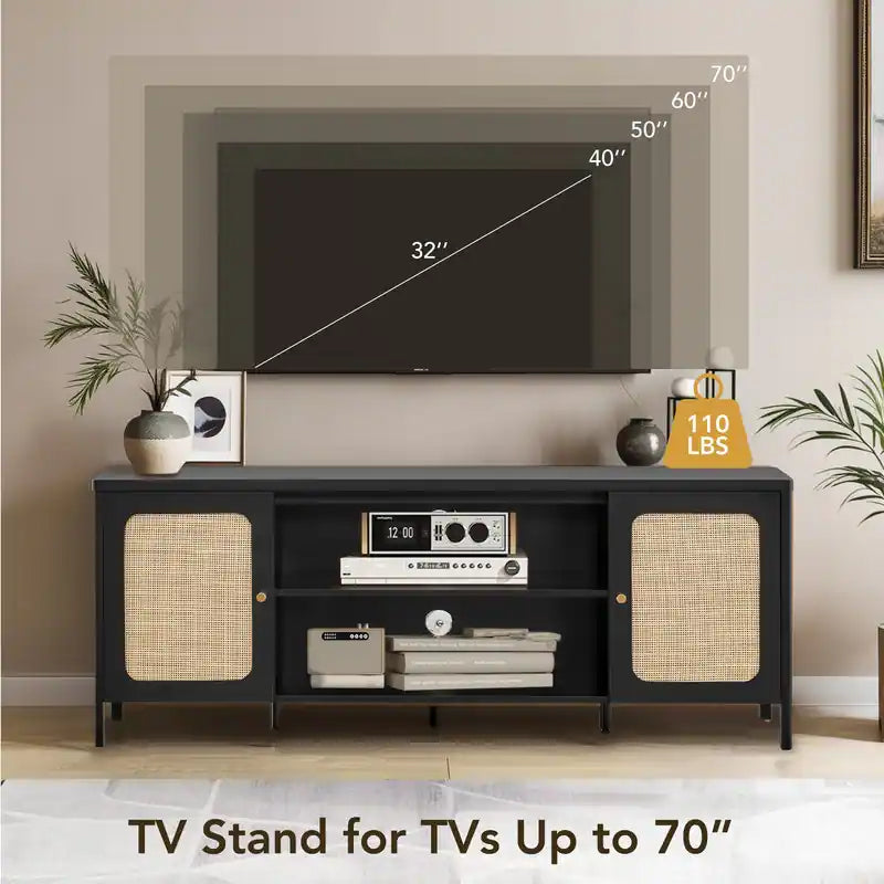 62" Bohemian TV Stand Modern Media Console Entertainment Center