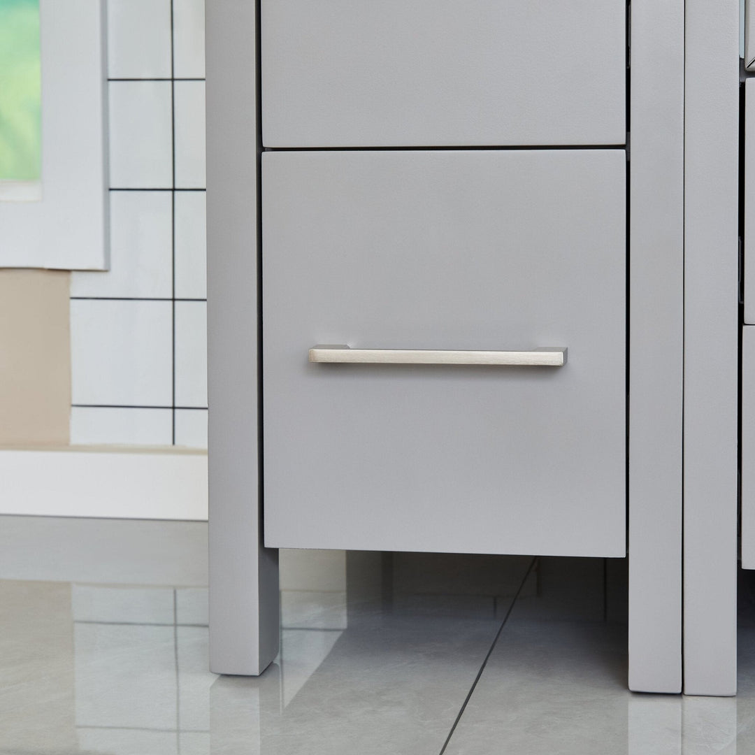 96-Inch Double Sink Bathroom Vanity Set with Engineered Marble Top and Free Mirror - 96 X 18.5 X 36 Inches