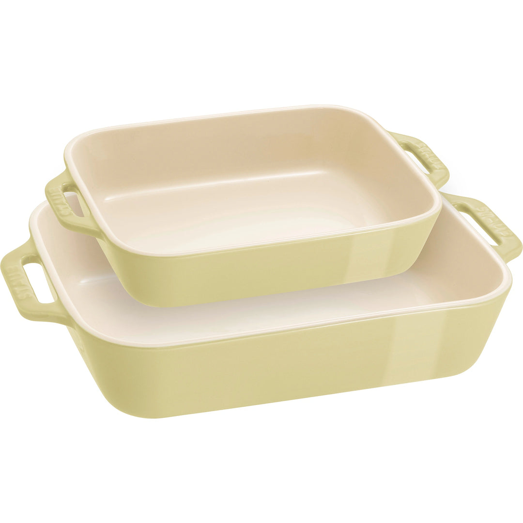 Ceramic 2-Pc Rectangular Baking Dish Set Macaron Pastel