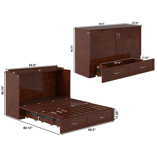 Hamilton Murphy Bed Chest with Mattress and Storage Drawer
