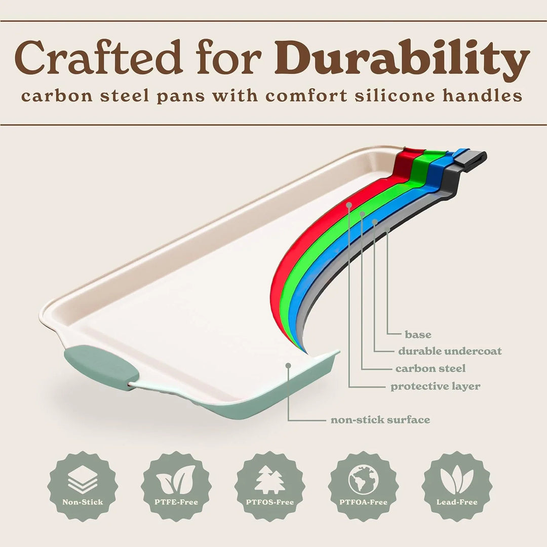 Nonstick Stackable Bakeware Set - Durable, Easy Release Baking Set- 22 Pc. Includes Silicone Muffin Cups