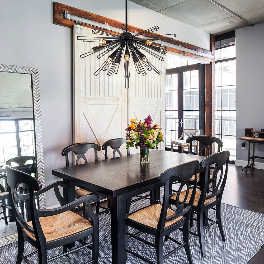 10-Light 34" W Contemporary Geometric Dandelion Sputnik Sphere Chandelier