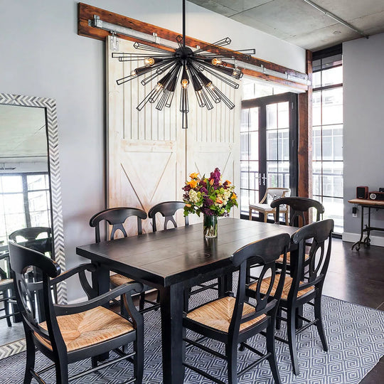 10-Light 34" W Contemporary Geometric Dandelion Sputnik Sphere Chandelier