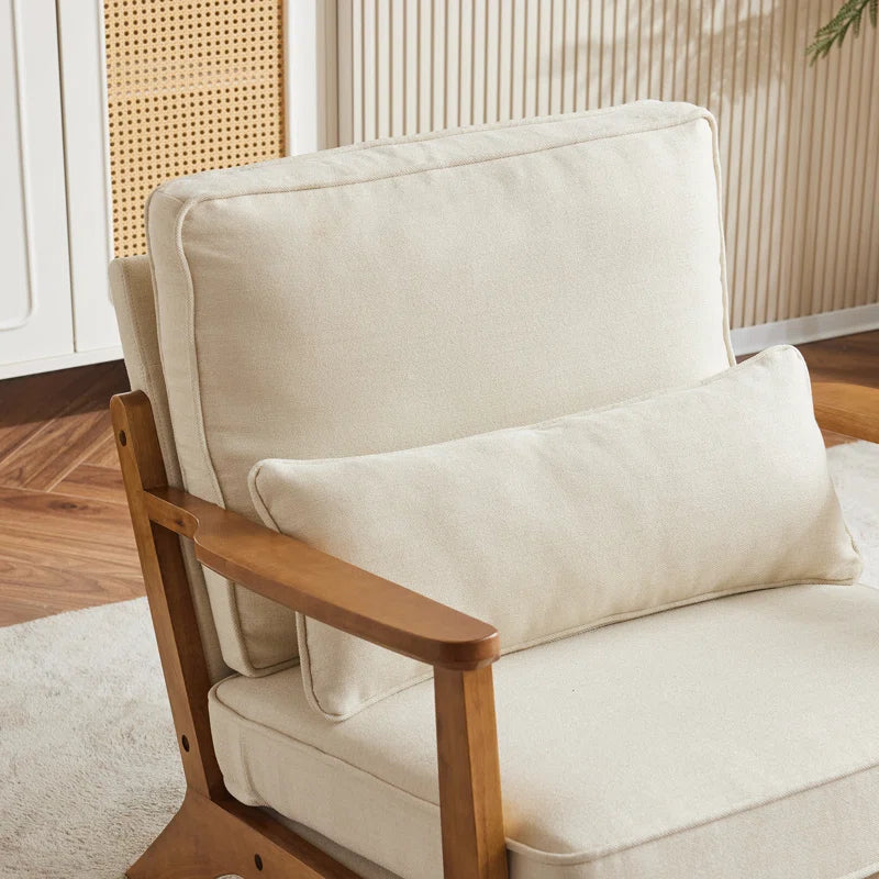 Lemley Upholstered Accent Chair with Wooden Legs and One Pillow