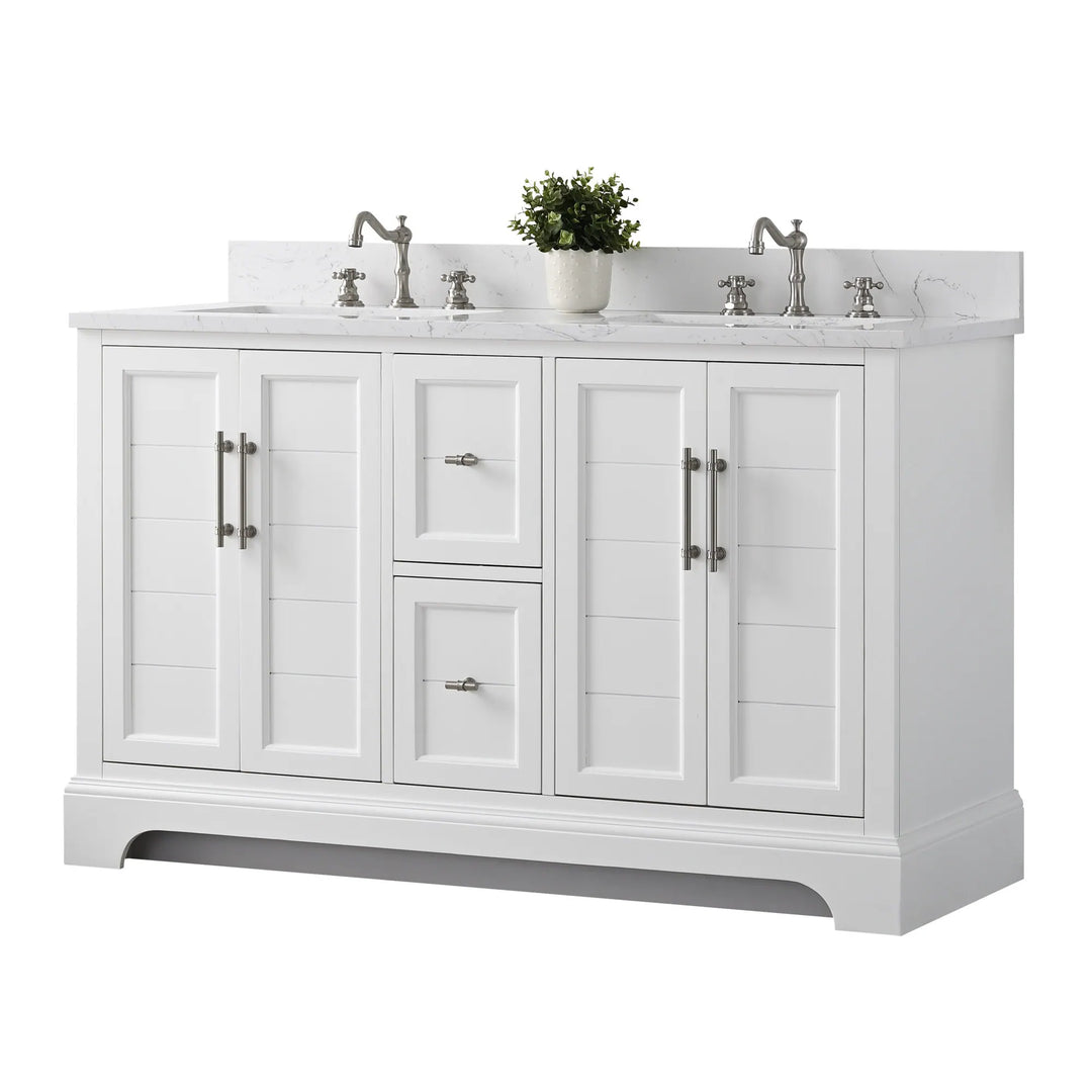 54" Double Sink Bathroom Vanity with Top & Backsplash