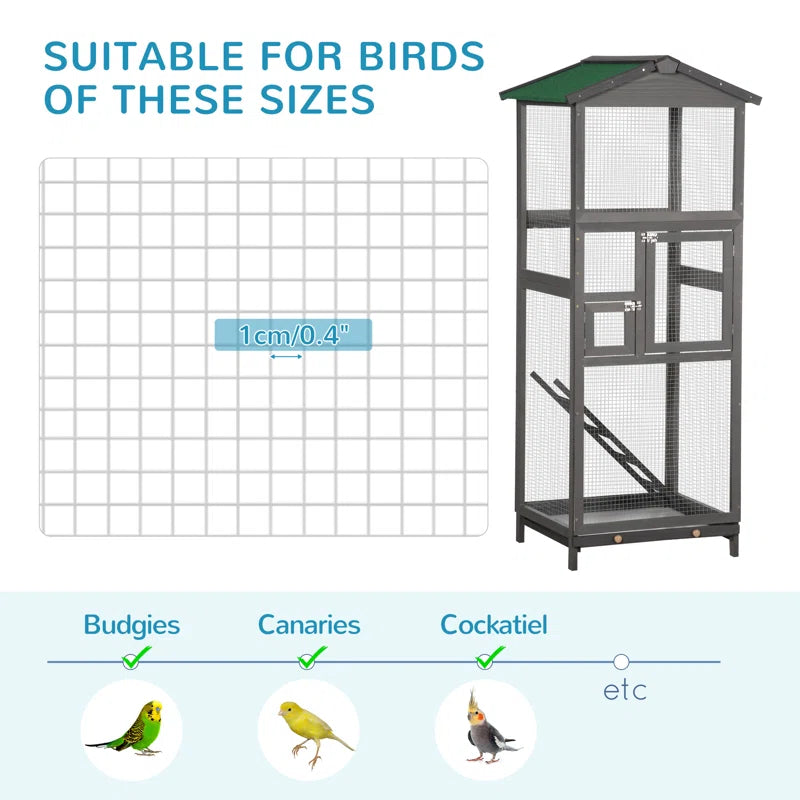 Fortuna 65'' Wood Pointed Top Flight Cage with Tray