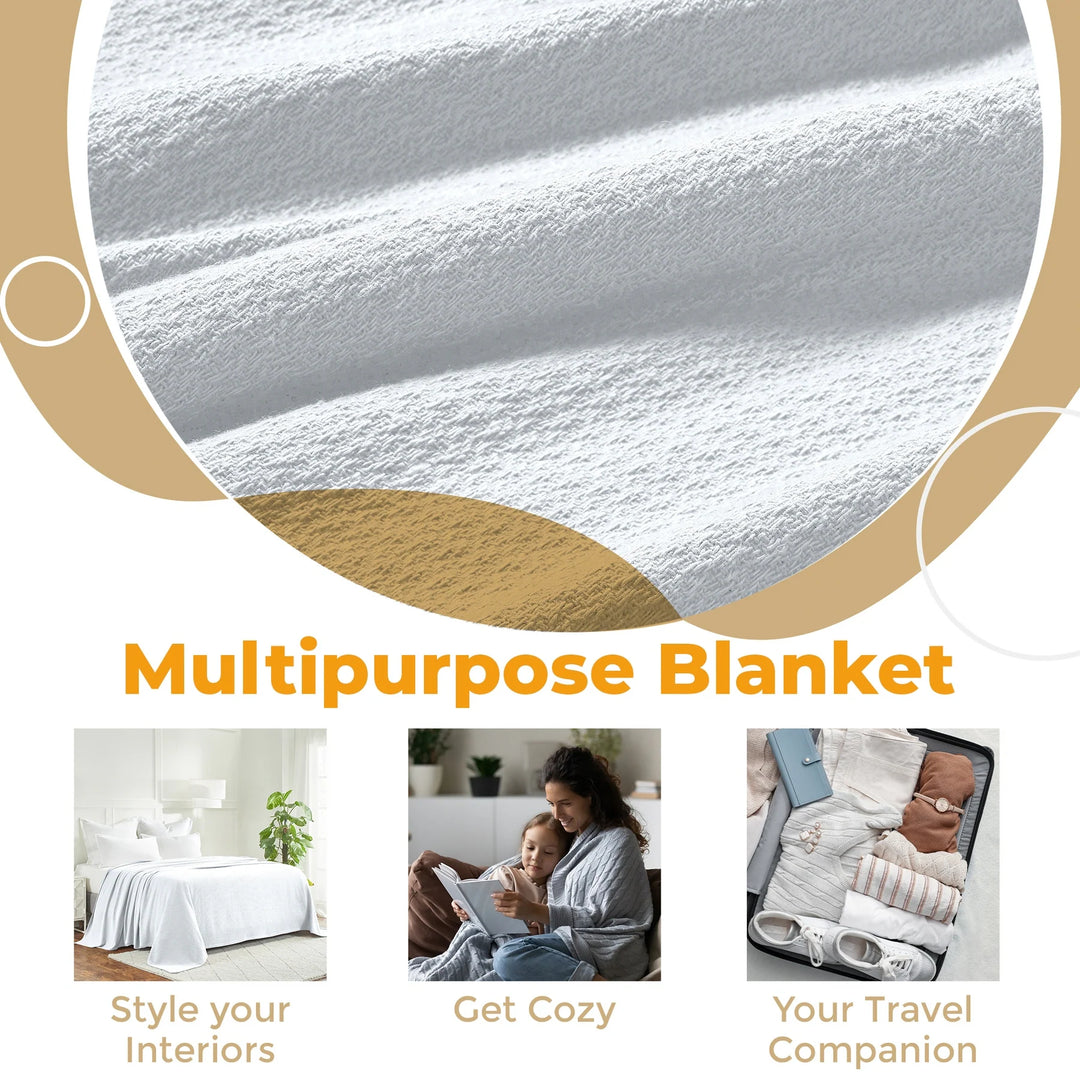Waffle Weave Honeycomb Knit Soft Cotton Blanket