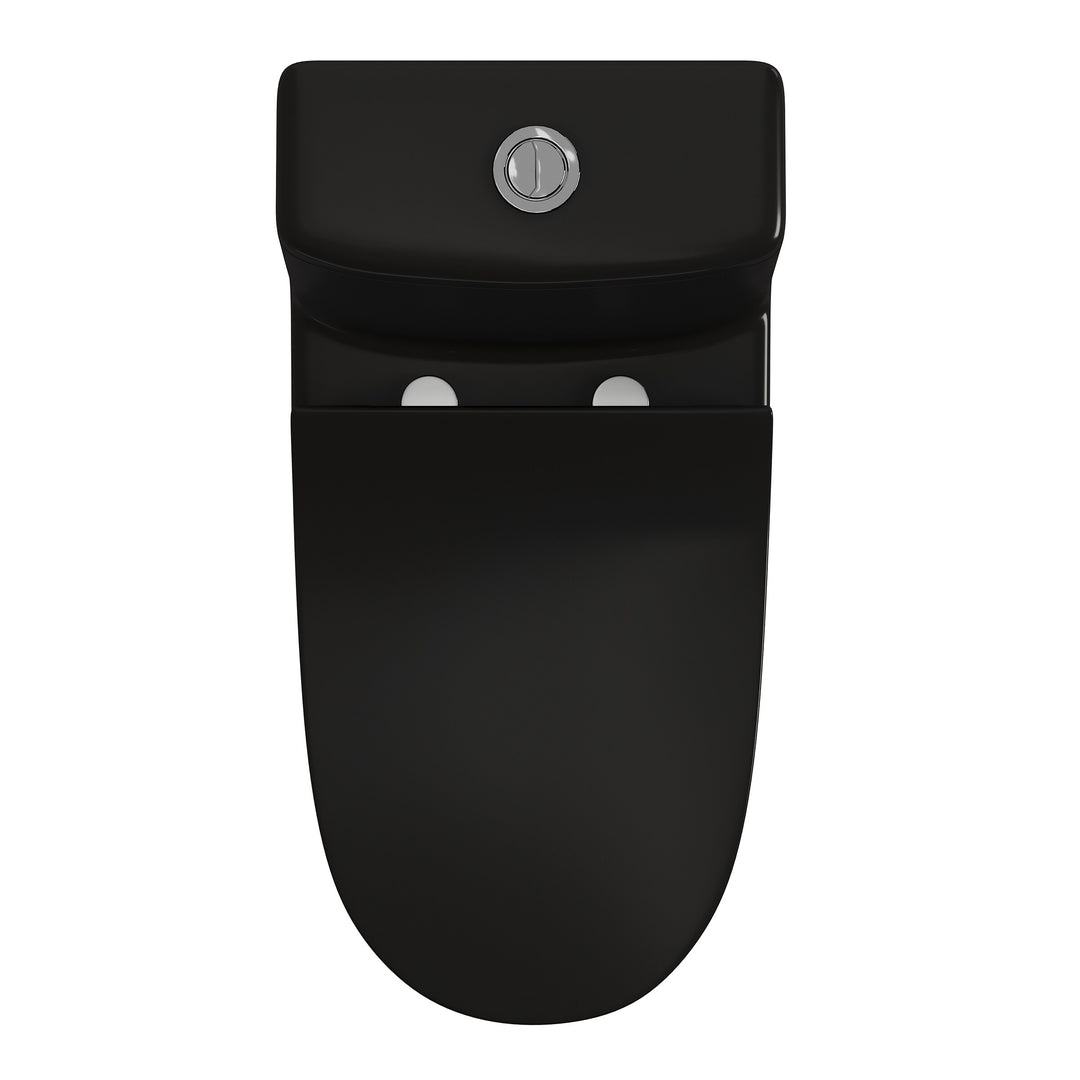Ivy One Piece Toilet Dual Vortex Flush in Glossy Black 1.1/1.6 Gpf - 27.0" X 13.5" X 28.5"