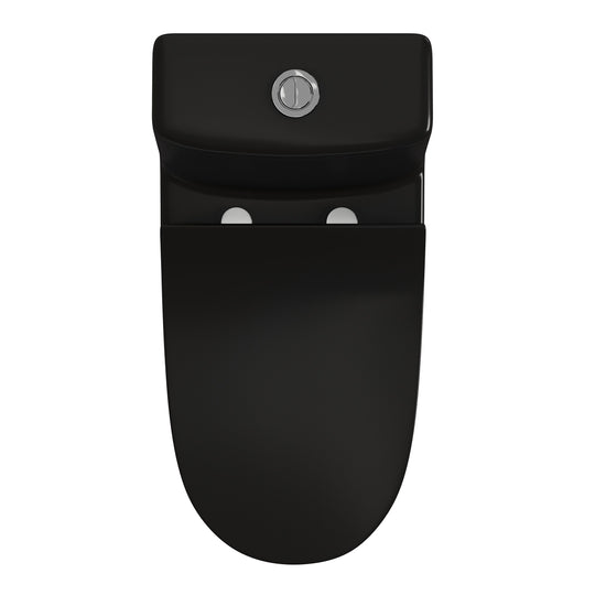 Ivy One Piece Toilet Dual Vortex Flush in Glossy Black 1.1/1.6 Gpf - 27.0" X 13.5" X 28.5"
