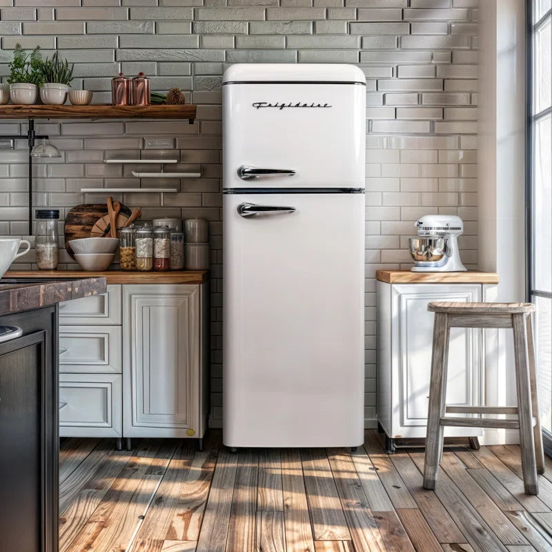 7.5 Cu. Ft. Capacity Retro Fridge Freezer Combo, Upright Fridge Freezer Combo, Apartment Size