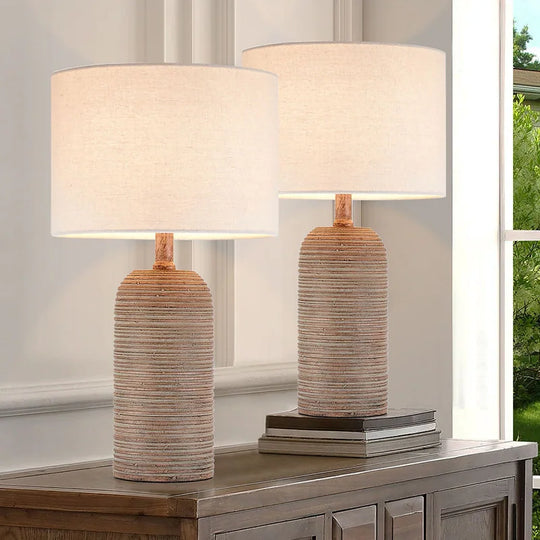 Farmhouse Table Lamp Set with LED Bulbs (Set of 2) - W10.5 X H18.5 Inch