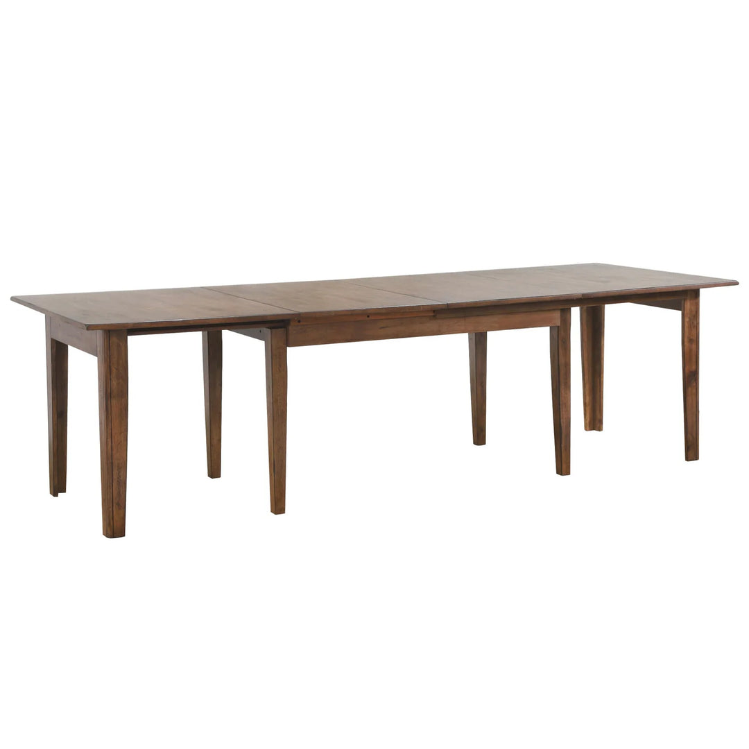 Extendable Dining Table Set for 12 - 9 Piece Rectangular Table & Chair Set - Amish Brown Finish