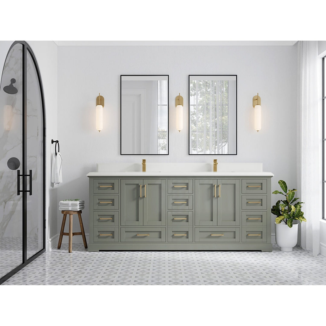Willow Collection 84 in W X 22 in D X 36 in H Boston Double Bowl Sink Bathroom Vanity with Countertop