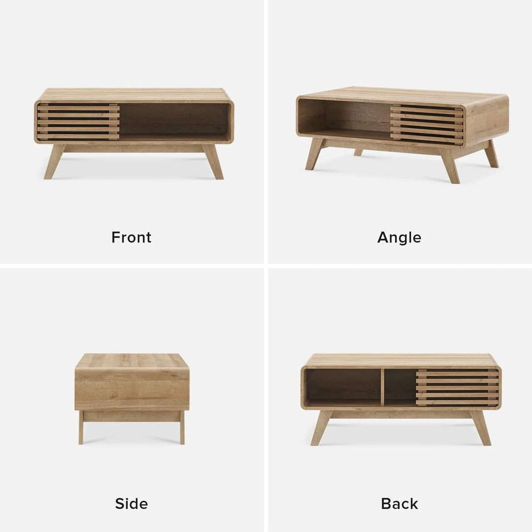 Mopio Ensley Mid-Century Modern Coffee Table with Dual Side Storage, Centerpiece for Your Living Room