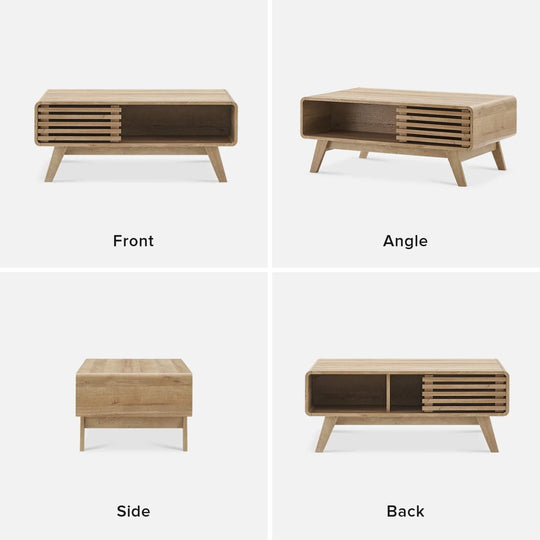 Mopio Ensley Mid-Century Modern Coffee Table with Dual Side Storage, Centerpiece for Your Living Room