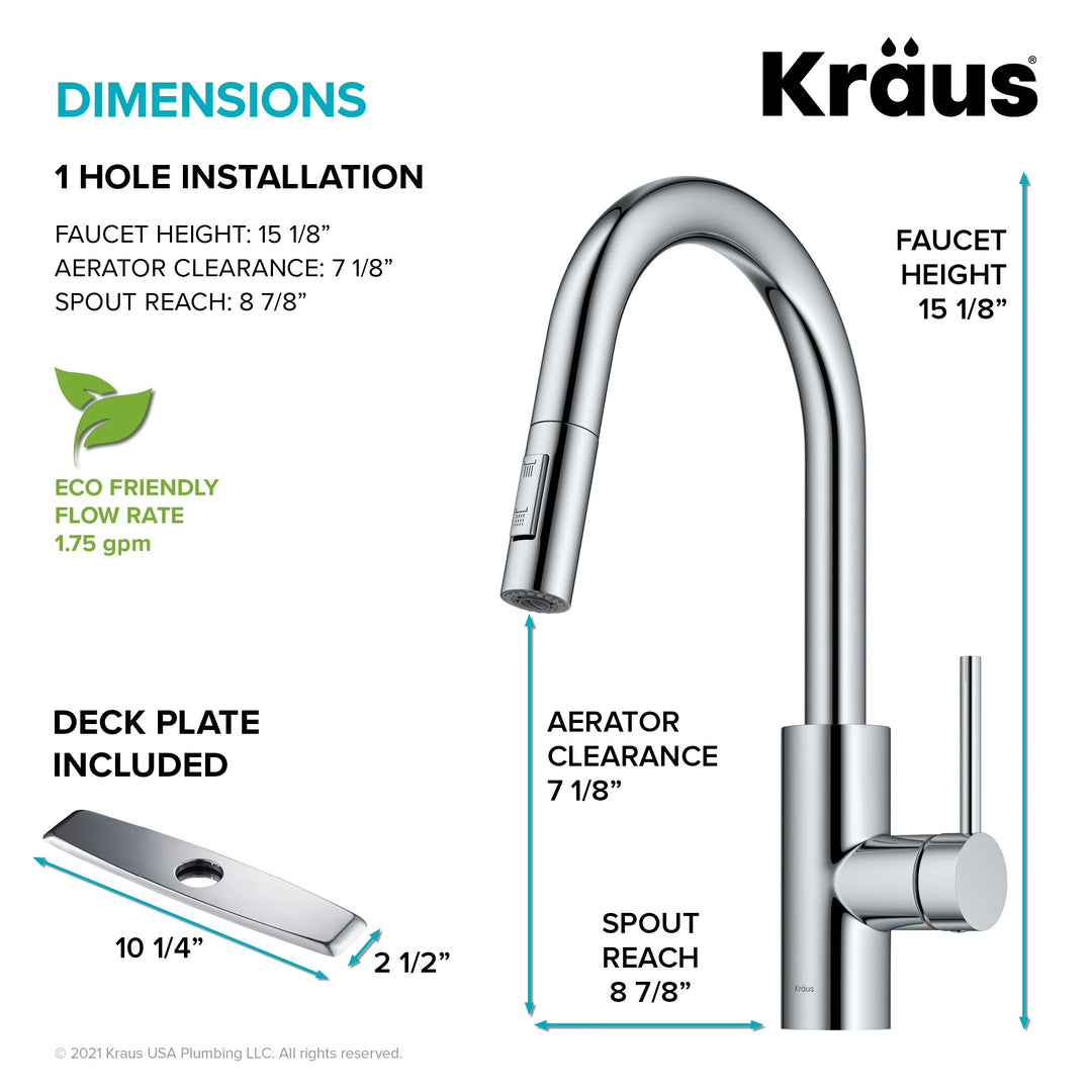 2-Function 1-Handle 1-Hole Pulldown Sprayer Brass Kitchen Faucet