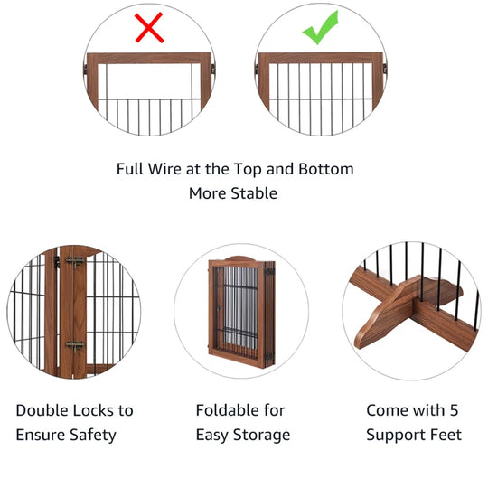 Serra Wire Pet Free Standing Gate with Two Pairs of Support Feet