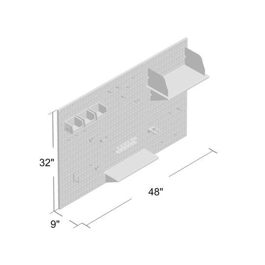 Pegboard Standard Tool Storage 32" H X 48" W Kit
