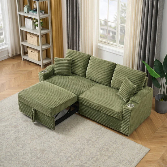 80" Cordylona Sofa, Cup Holder, Ottoman Storage