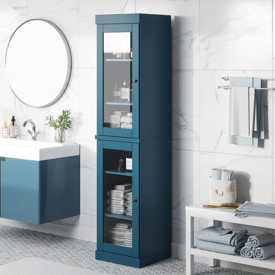 100% Solid Wood Bathroom Storage Cabinet, Adjustable Shelves, 16.5" Wide, 35.75" Tall