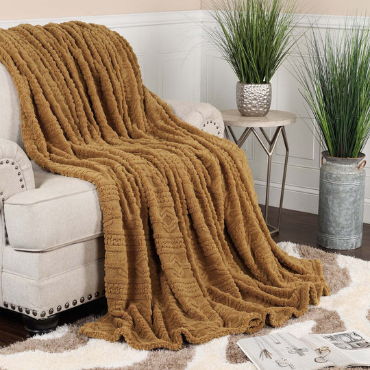 Arctic Boho Jacquard Plush Fluffy Fleece Blanket