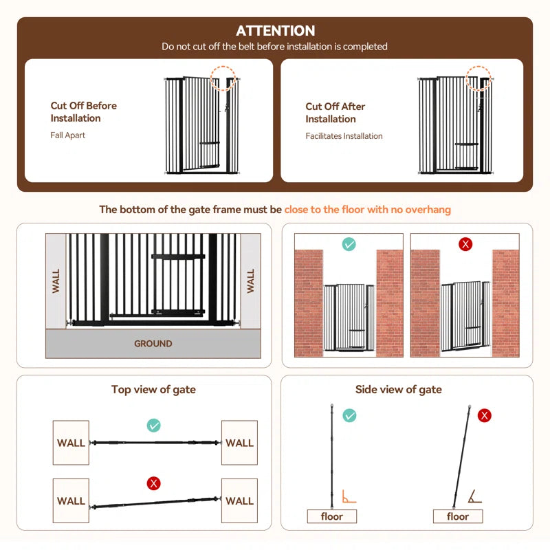 Ermila 55.1" Extra Tall Pet Gate, 29.5-40.6" Extra Wide Heavy Duty Metal Safety Gates, Dog Gates Baby Gates with Adjustable Cat Door